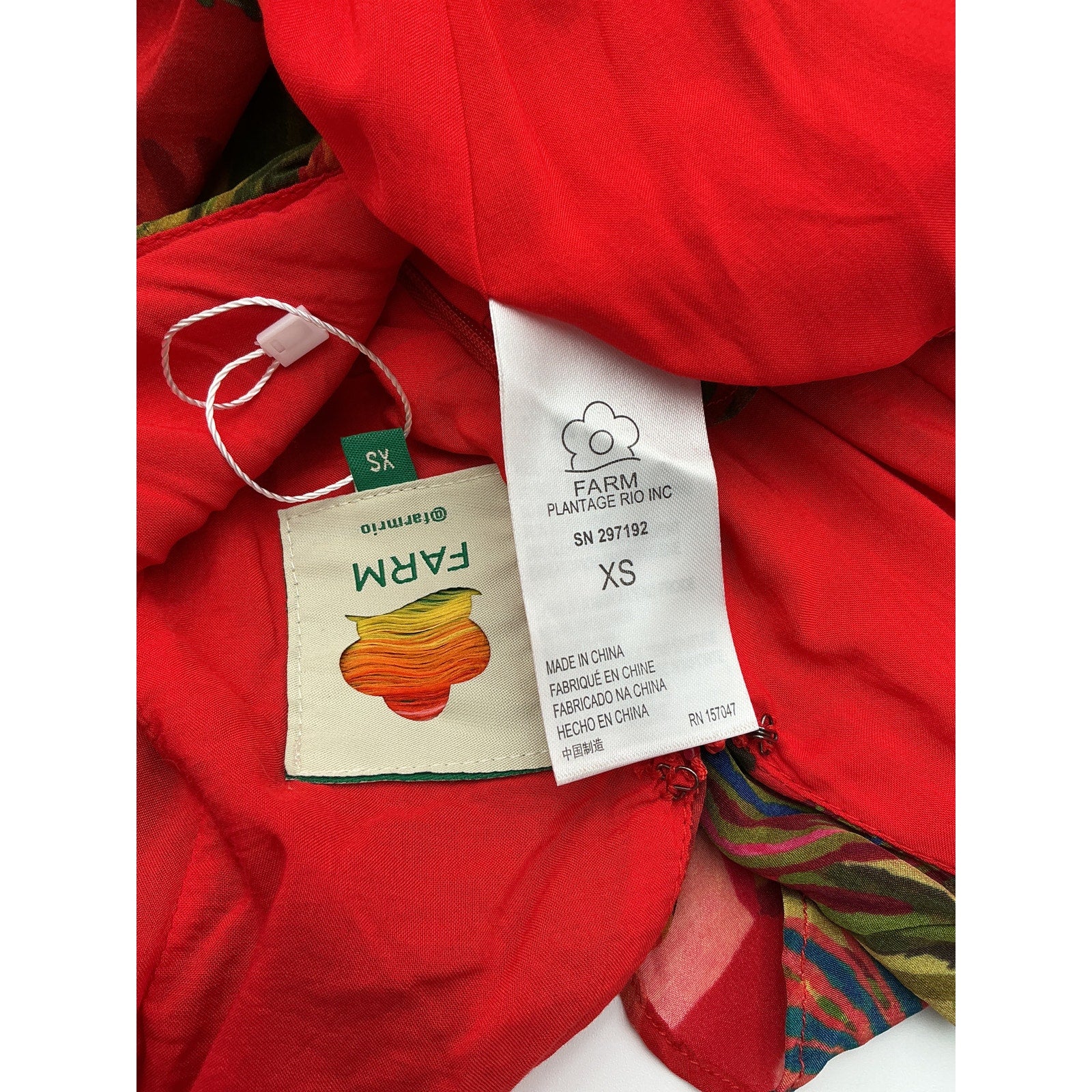 Farm Rio Forest Birds Red Belted Midi Dress Size XS