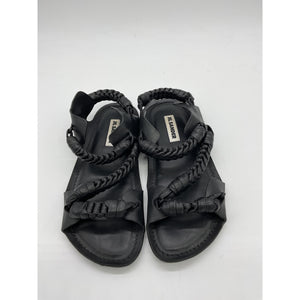 Jil Sander 'Braided' Black Leather Sandals Size 8