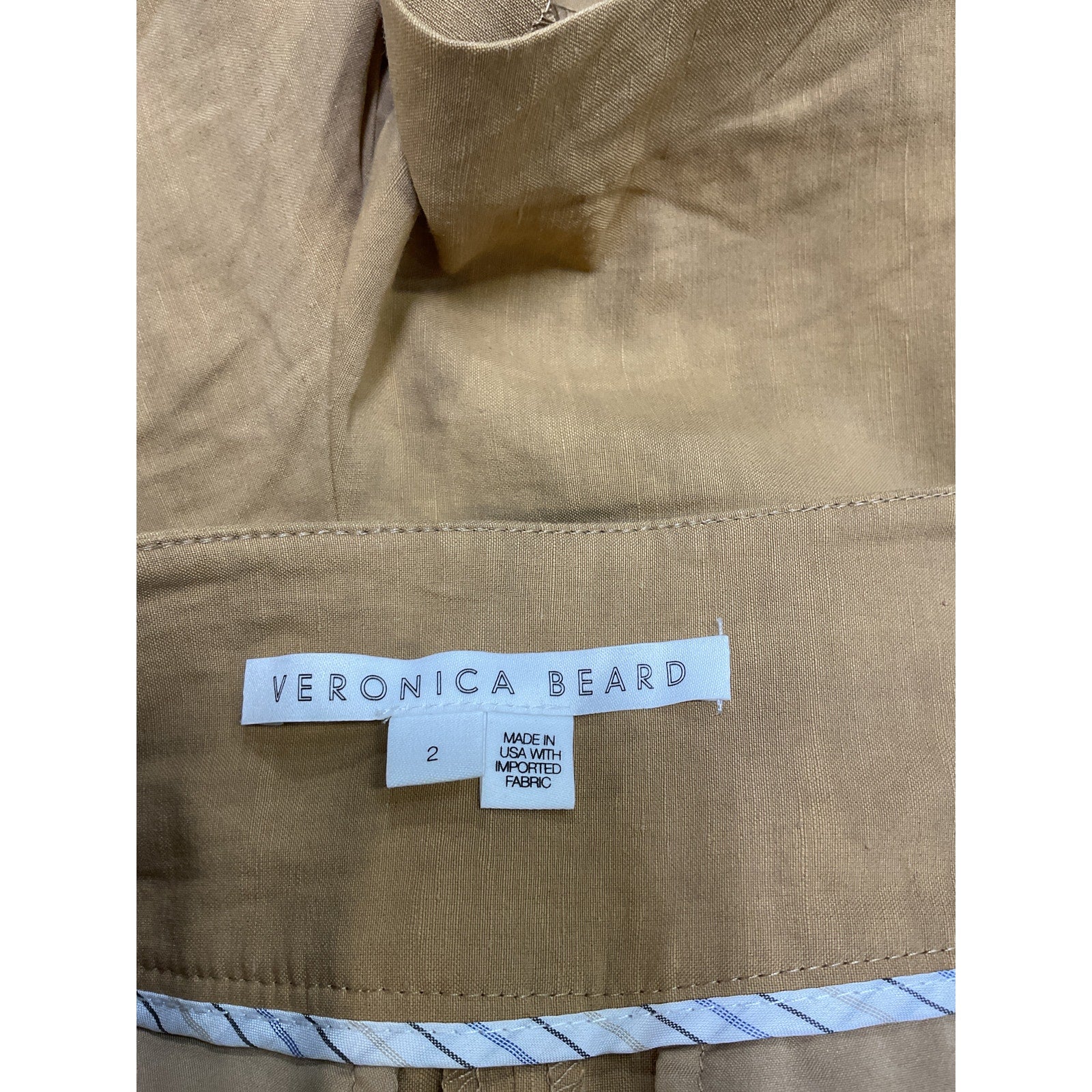 Veronica Beard 'Betty' Gold Linen Short Size 2