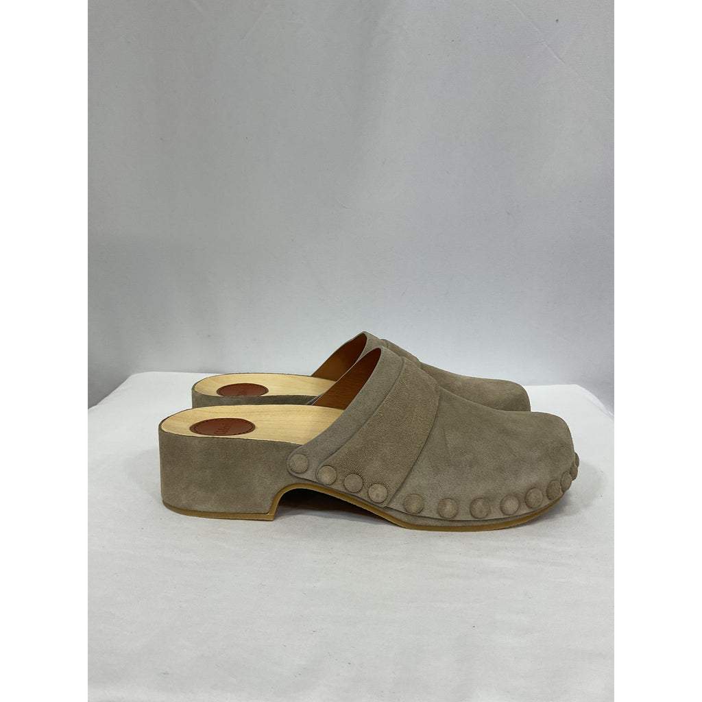 Chlo� 'Joy' Beige Leather Clogs Size 9 - NWT