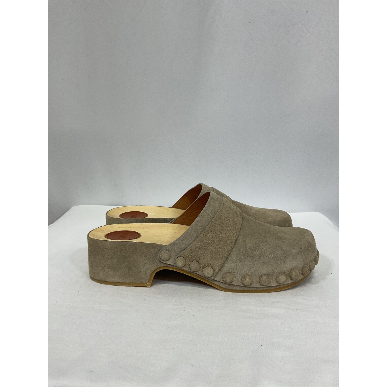 Chlo� 'Joy' Beige Leather Clogs Size 9 - NWT