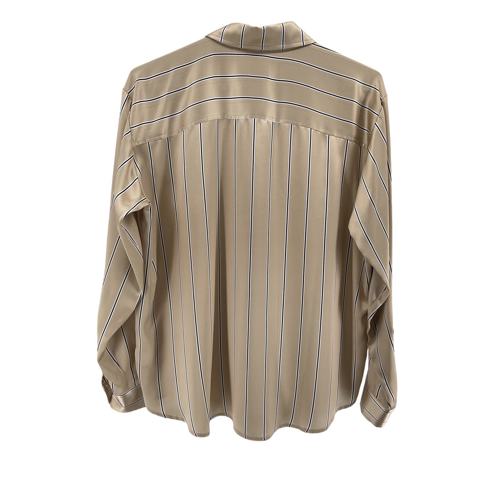 Donni. The Silk Beige Silk Pinstripe Shirt Size S