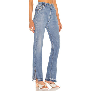 Eb Denim Vintage Medium Wash Unraveled Straight Leg Denim Jeans Size 23