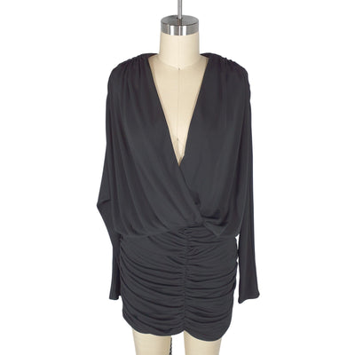 L'Academie Ruched Black Blake Mini Dress Size S NWT