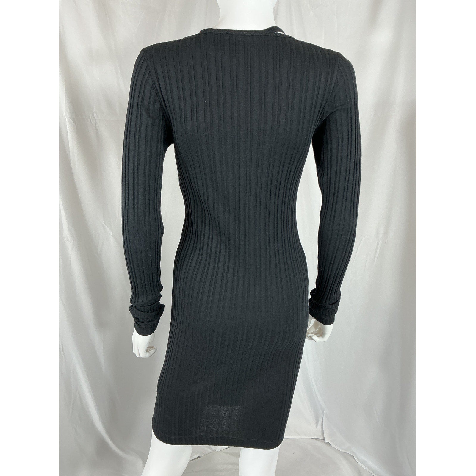 Helmut Lang Cutout Black Cotton Ribbed Cotton-Jersey Mini Dress Size XS