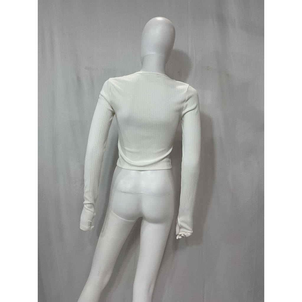 Helmut Lang 'Square' White Square Neck Long Sleeve Cardigan Size S