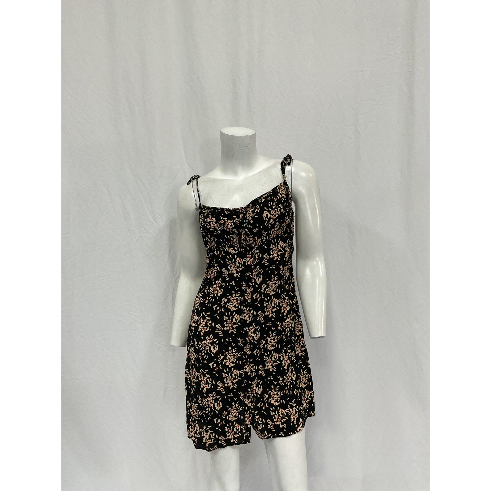 Ba&Sh 'Volver' Black Viscose Floral Print Mini Dress Size S
