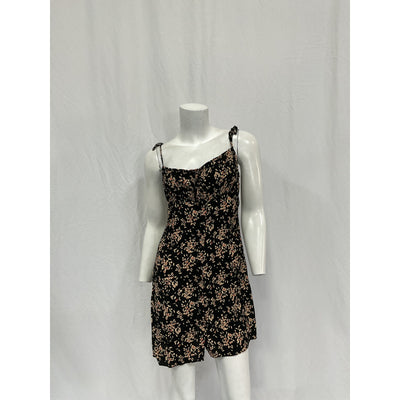 Ba&Sh 'Volver' Black Viscose Floral Print Mini Dress Size S