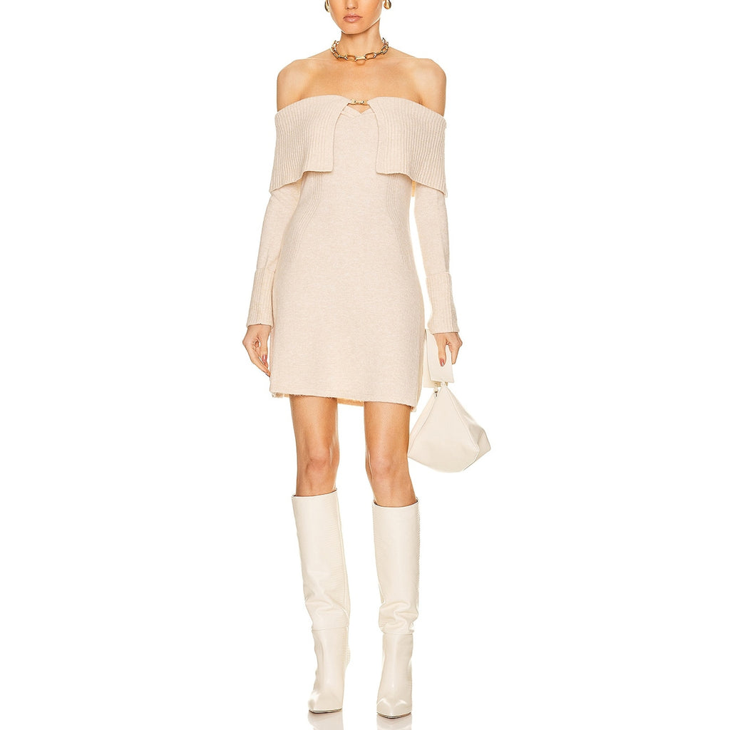 Cult Gaia 'Edna' White Off Shoulder Knit Dress Size M