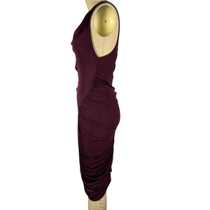 Atlein Sleek Maroon Cowlneck Ruched Mini Dress Size 36 FR / US 4 NWT
