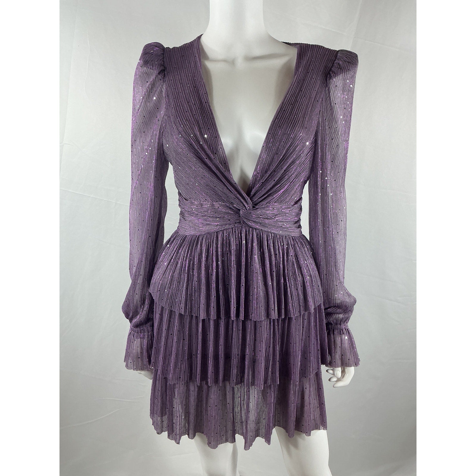 Sabina Musayev 'Felicie' Purple Polyester Mini Dress Size M