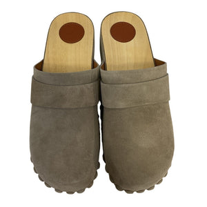 Chloé Suede Dark Greige Joy Clogs Size 39 EU / US 9 NWT