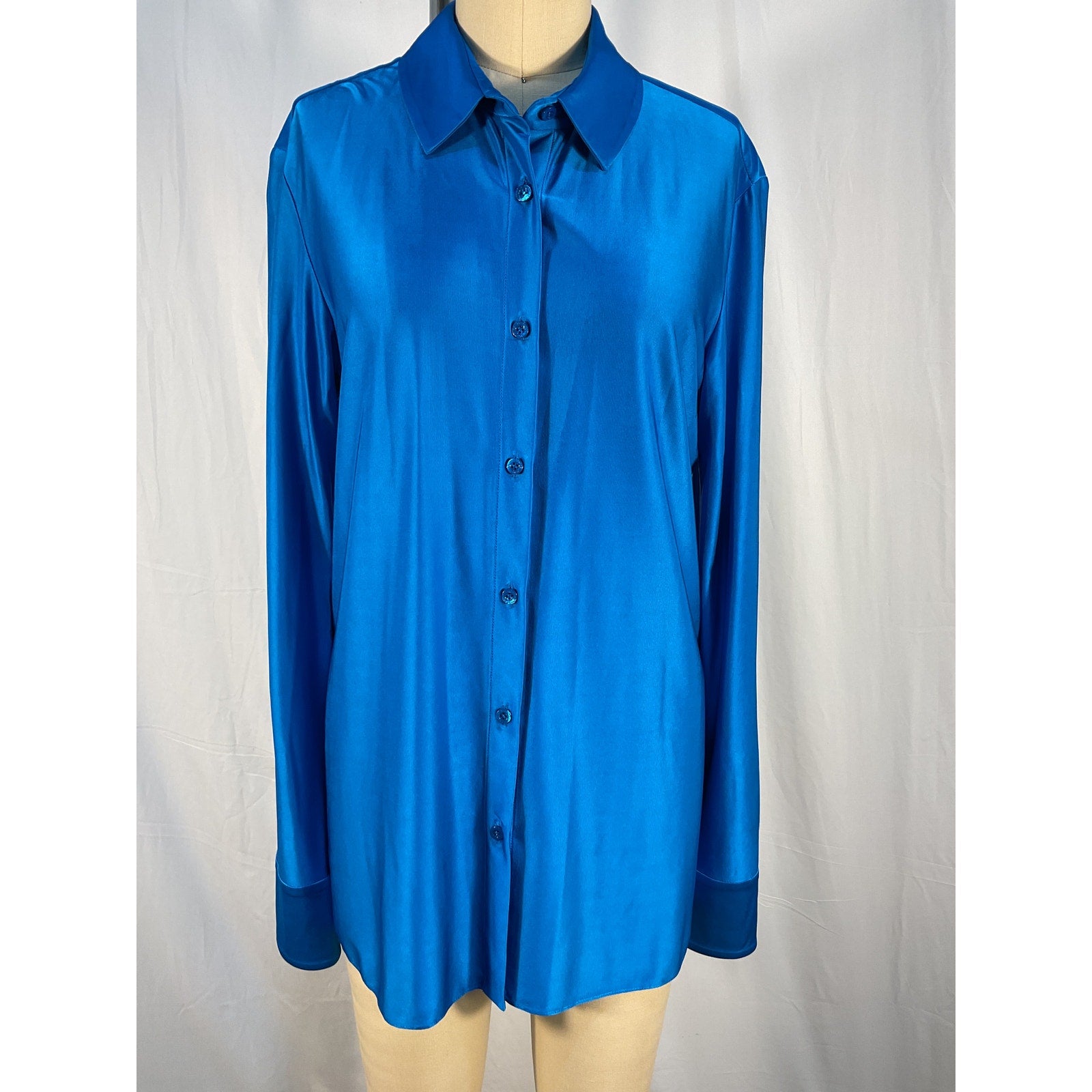 Alexandre Vauthier Blue Satin Shirt Size 36