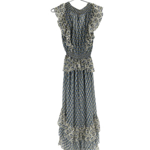 Misa Los Angeles Ruffled Blue Ingrid Dress Size XS