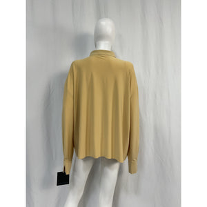 Norma Kamali Boyfriend Tan Polyester Nk Shirt Size M - NWT