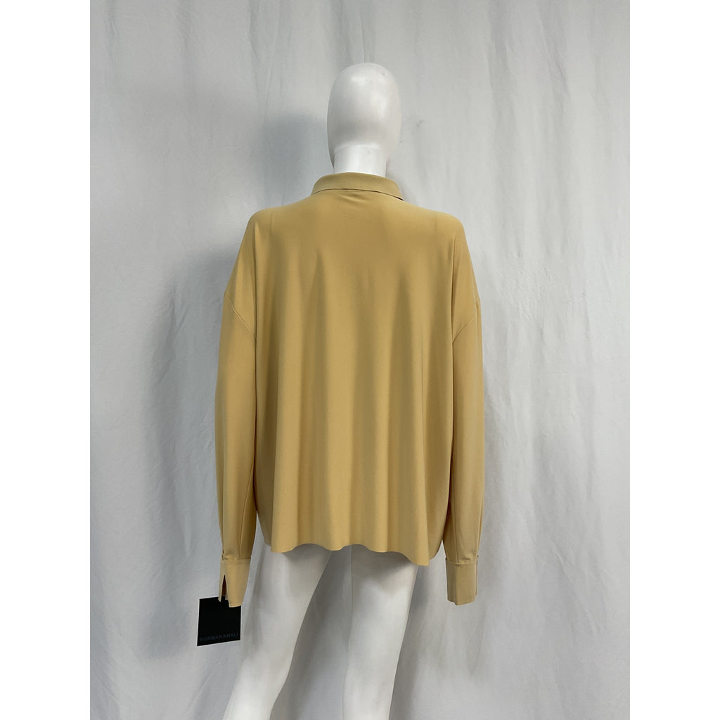 Norma Kamali Boyfriend Tan Polyester Nk Shirt Size M - NWT