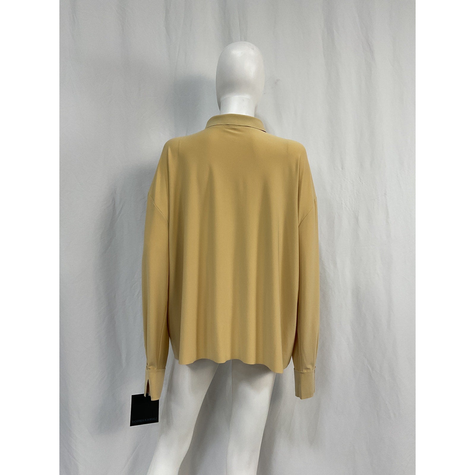 Norma Kamali Boyfriend Tan Polyester Nk Shirt Size M - NWT