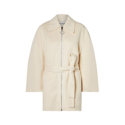 Acne Studios Minimalist Ecru Zip Front Belted Size EU 40 / US 8 Coat