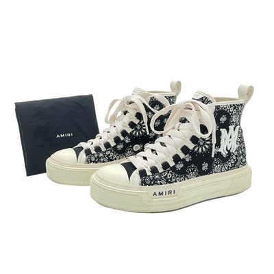 Amiri Patterned Black And White Bandana Court High Top Sneakers Size EU 38 / US 8