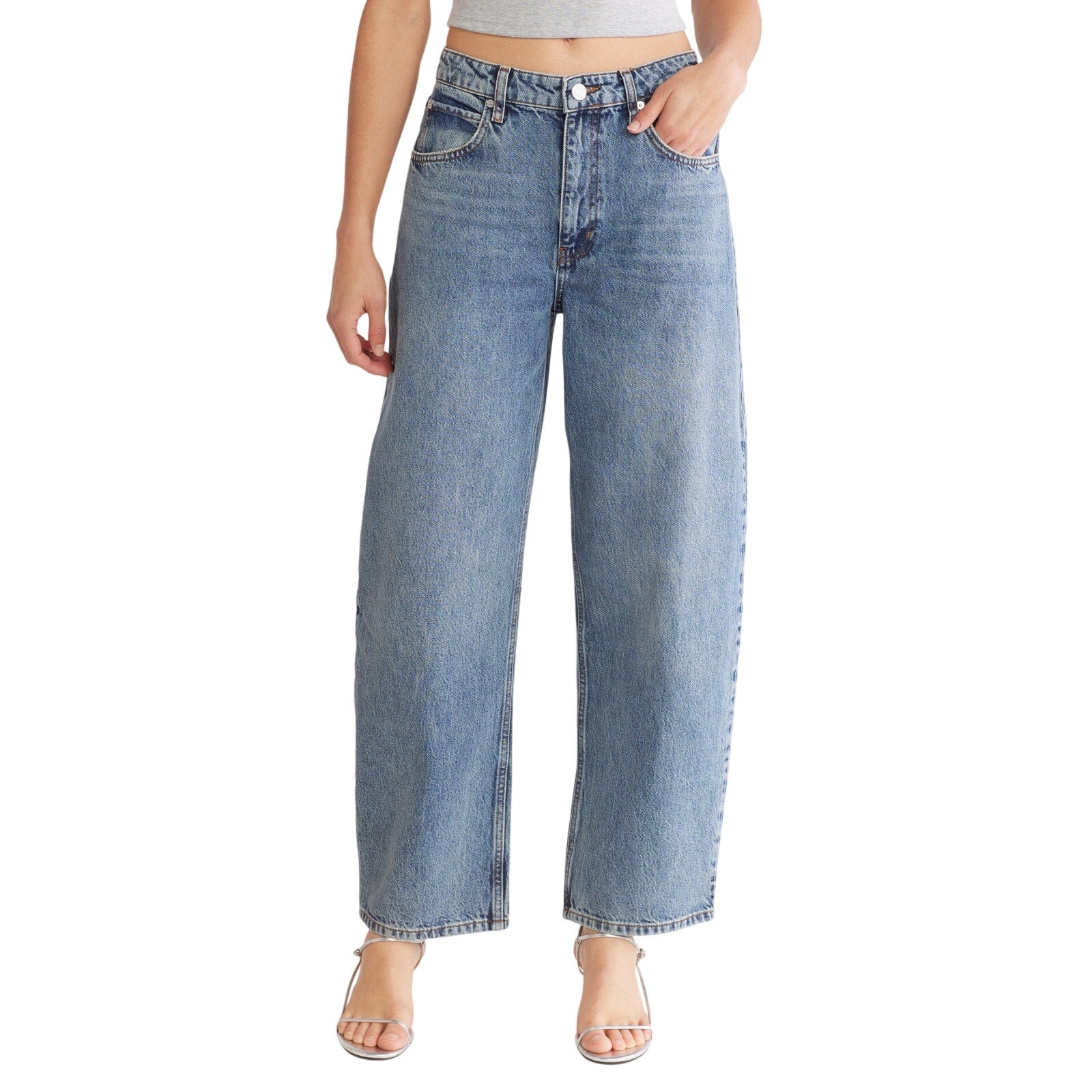 Frame Long Barrel Blue Cotton Leg Jeans Size 24