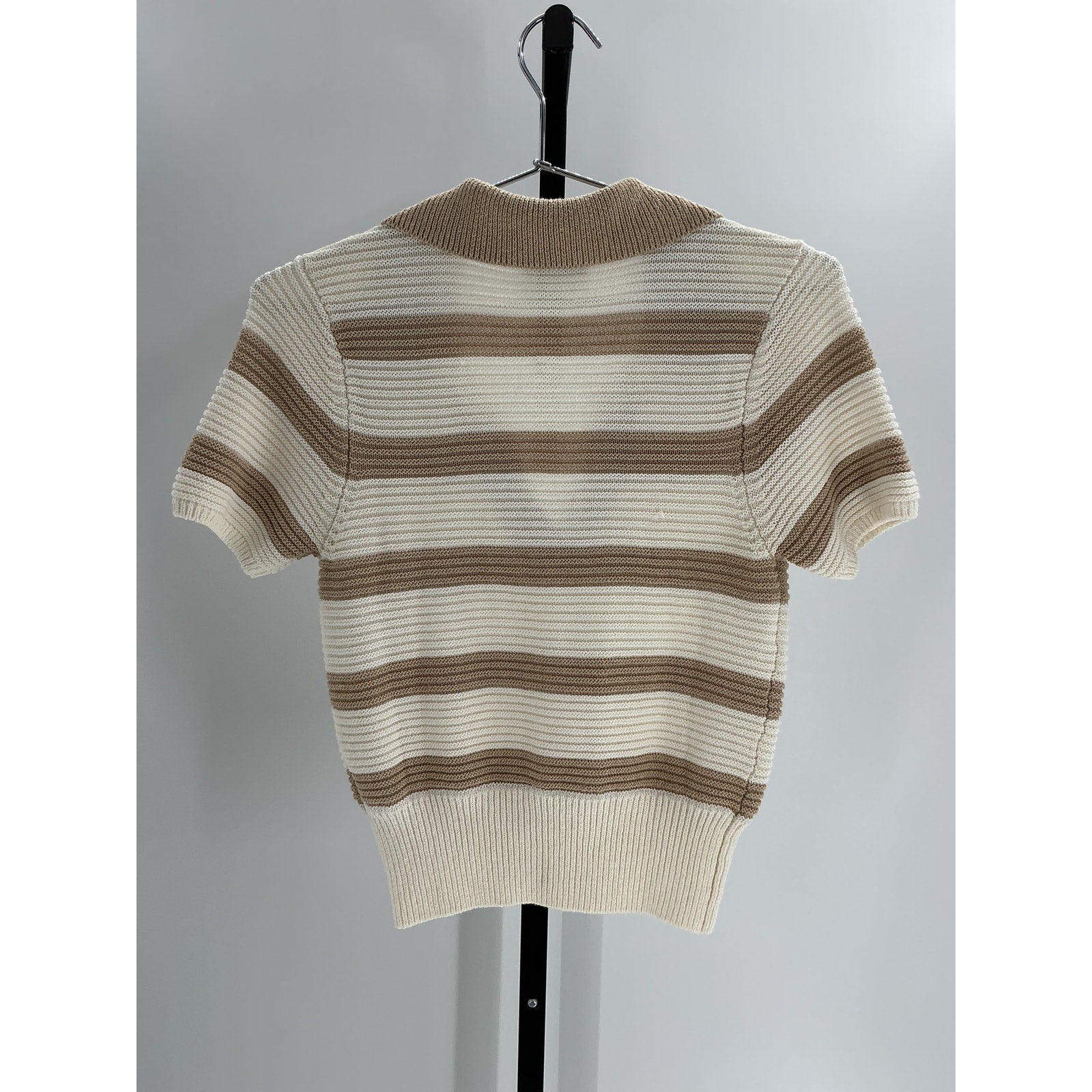L'Academie By 'Marianna Drea' White Viscose Striped Knit Top Size M