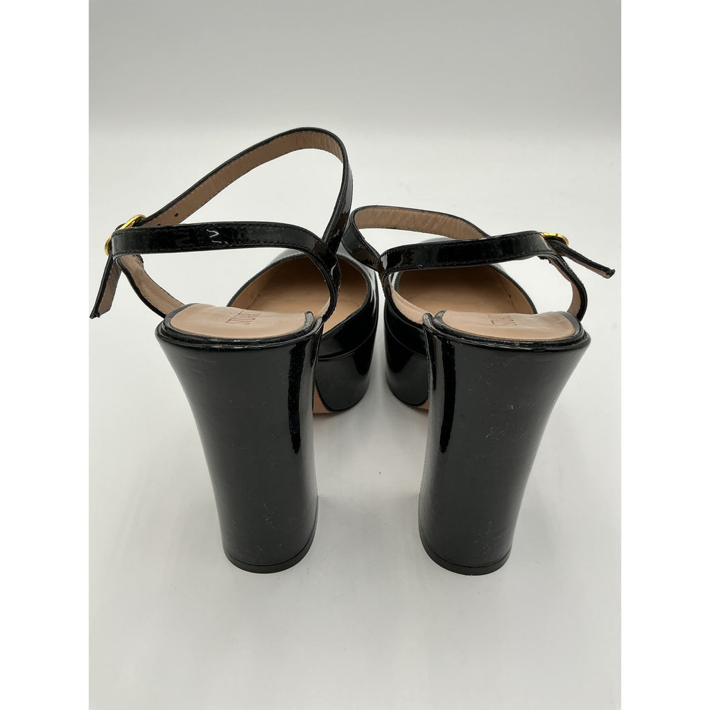 Stuart Weitzman 'Skyhigh' Black Leather Platform Pumps Size 6.5