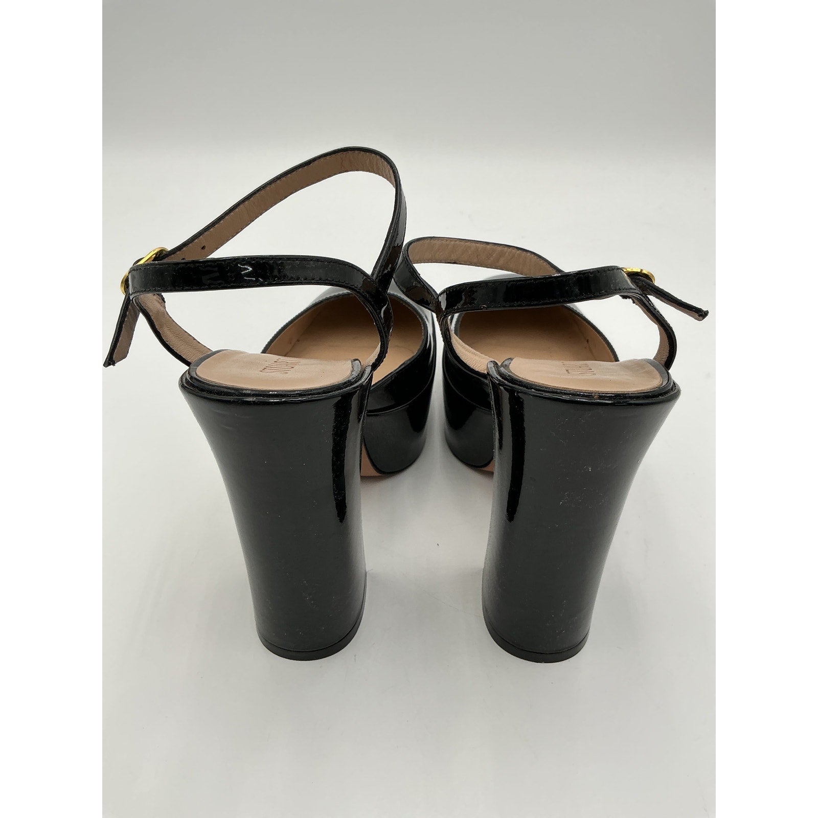 Stuart Weitzman 'Skyhigh' Black Leather Platform Pumps Size 6.5