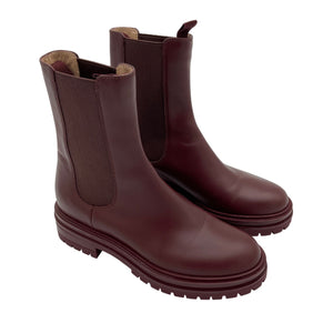 Gianvito Rossi Sleek Burgundy Chester Chelsea Boots Size EU 38.5/ US 8.5
