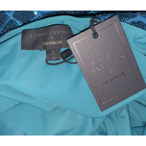 Michael Costello Sequin Teal Rumi Gown Size S NWT