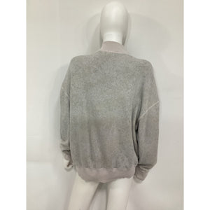 Atm Anthony Thomas Melillo 'Printed' Grey French Cotton-Terry Half-Zip Sweatshirt Size S
