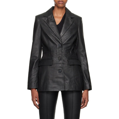 Remain Birger Christensen 'Usana' Black Leather Blazer Size XXS