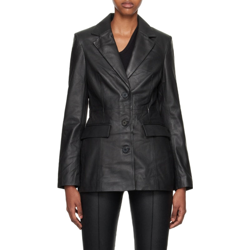 Remain Birger Christensen 'Usana' Black Leather Blazer Size XXS