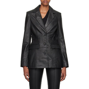 Remain Birger Christensen 'Usana' Black Leather Blazer Size XXS