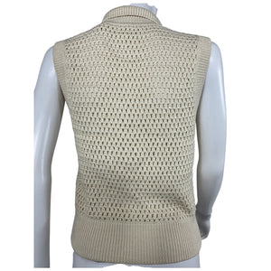 Frame Crochet Cream Polo Sweater Vest Size M NWT