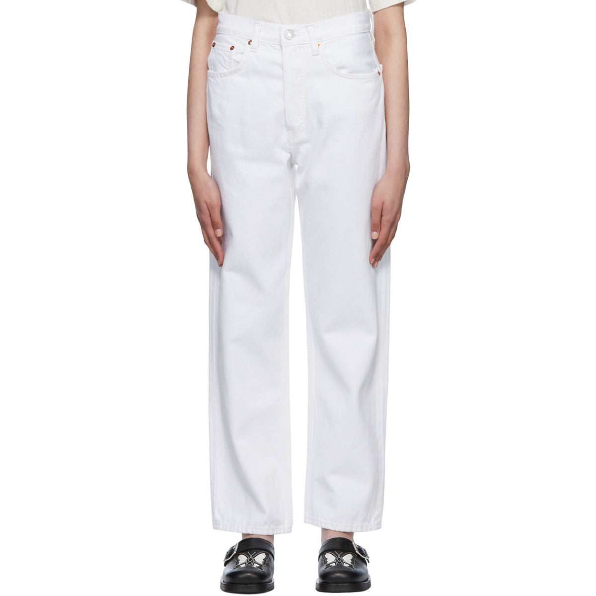Re/Done Classic White 90s Low Slung Denim Jeans Size 25