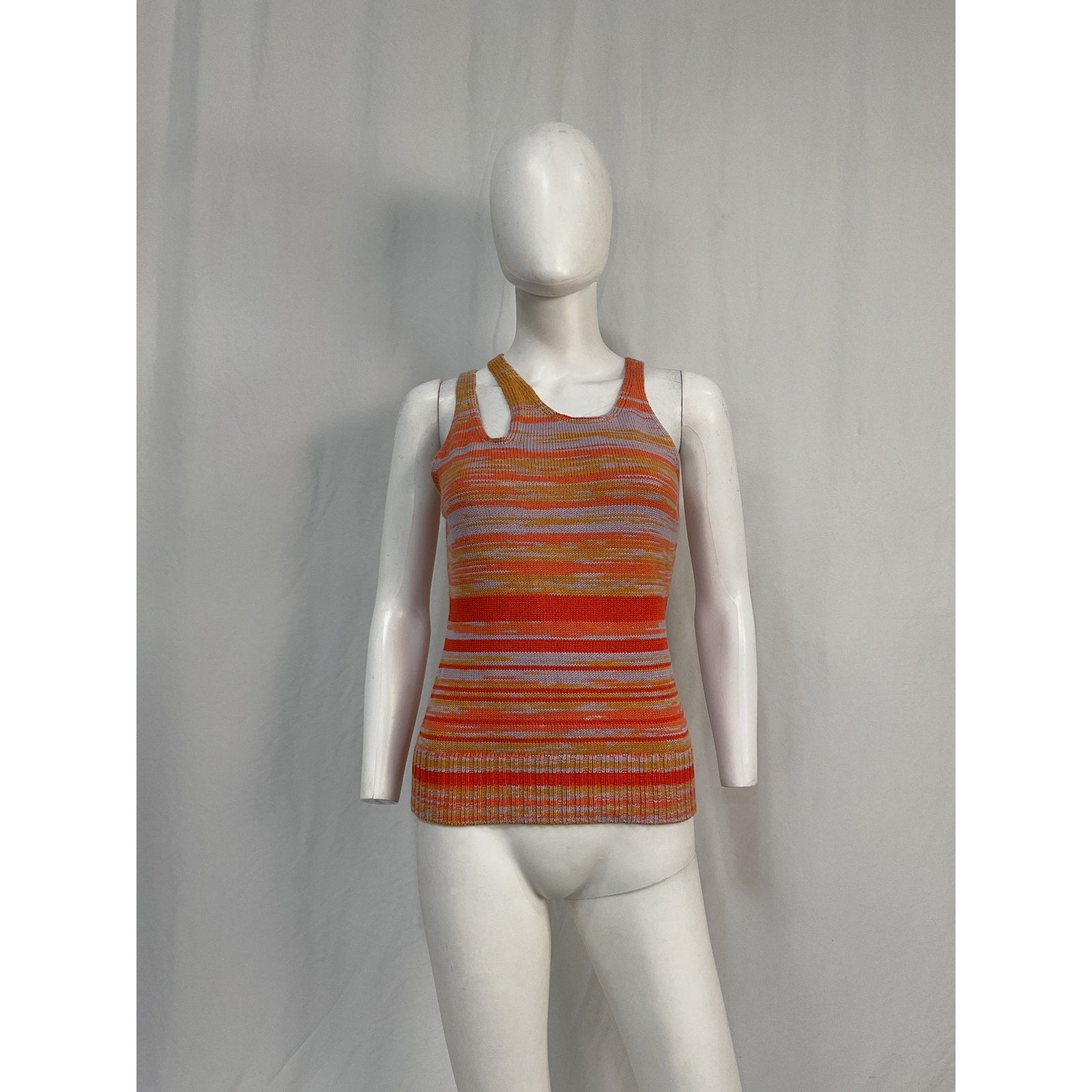 Simkhai Avani Space Dye Orange Cotton Cut Out Tank Size S