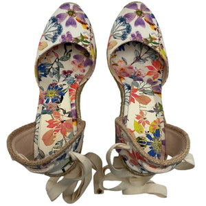 Stuart Weitzman Floral Multicolor Marguerita Espadrille Wedge Sandals Size 7.5