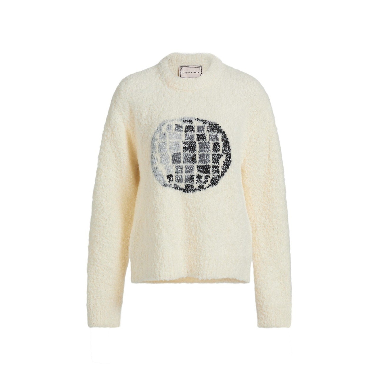 Lingua Franca 'Hand-Knit' White Disco Ball Sweater Size XS