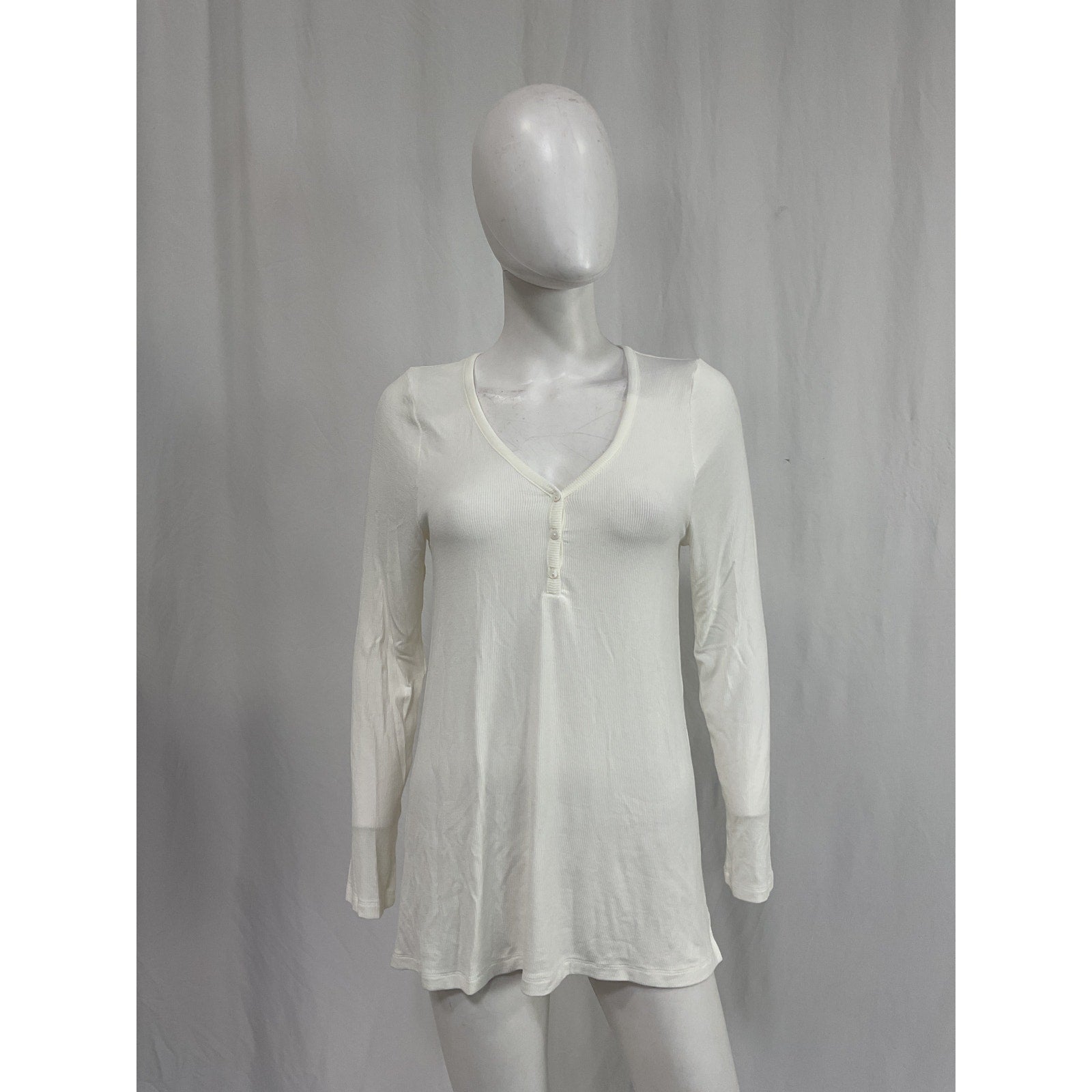 Hatch The Softest Rib Relaxed 'Nursing' White Rayon Henley Size 2