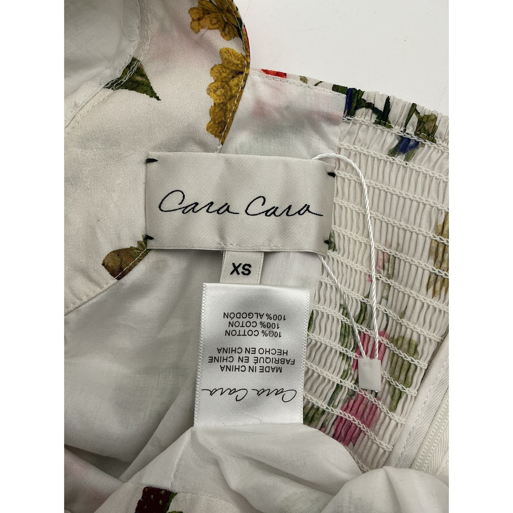 Cara Cara Floral Print White Square Neckline Blouse Size XS