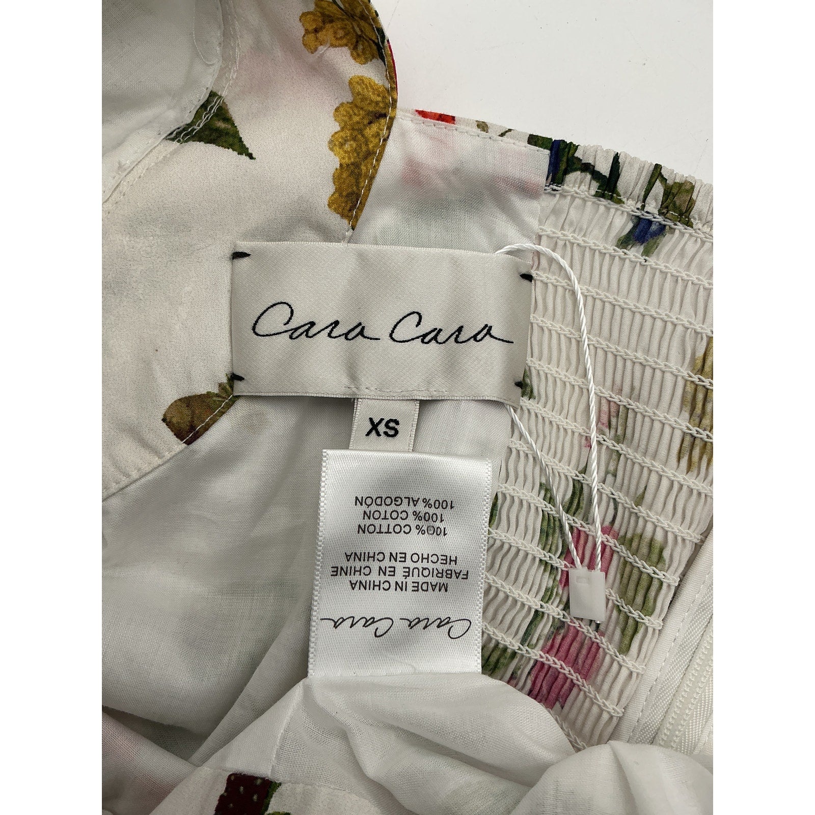 Cara Cara Floral Print White Square Neckline Blouse Size XS