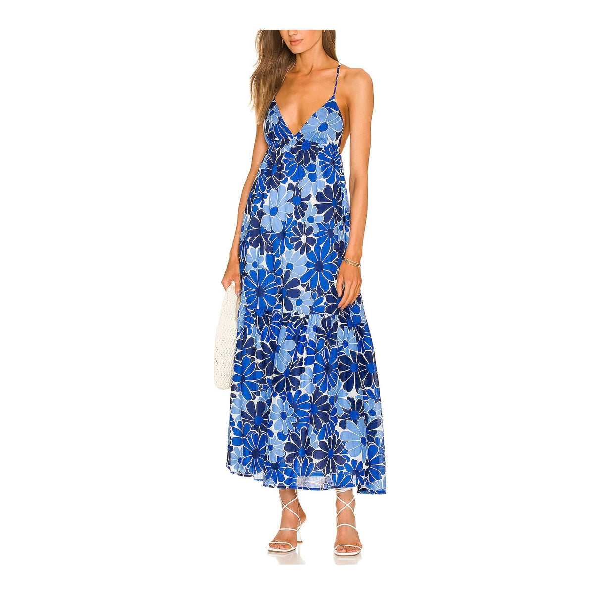 Faithfull The Brand 'Wilonna' Blue Cotton Midi Dress Size XS