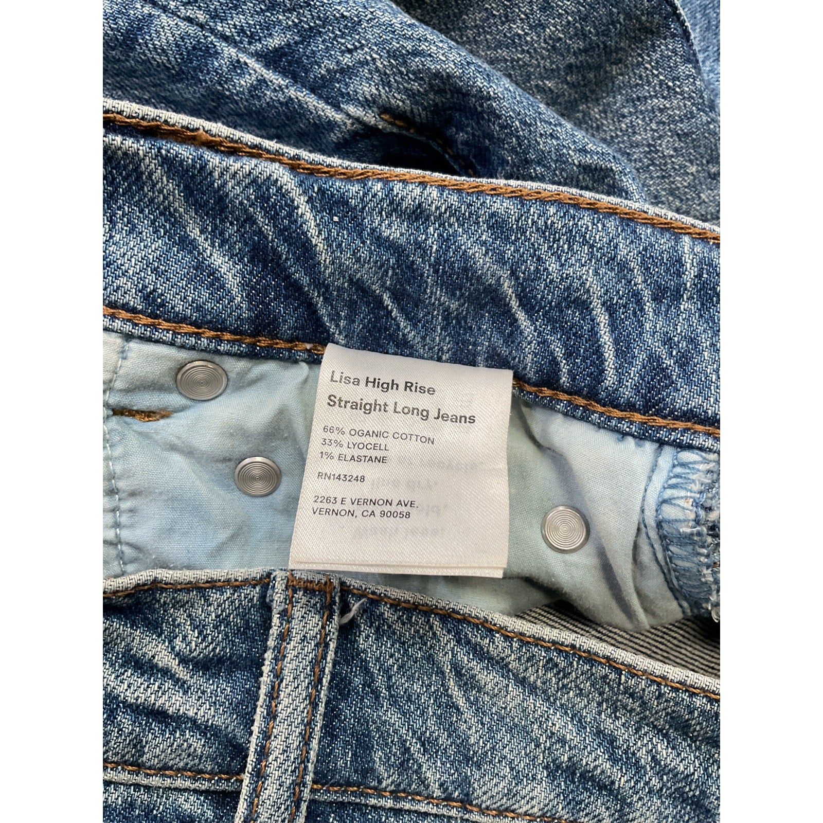 Reformation 'Liza' Blue Cotton High Rise Straight Long Denim Jean Size 25