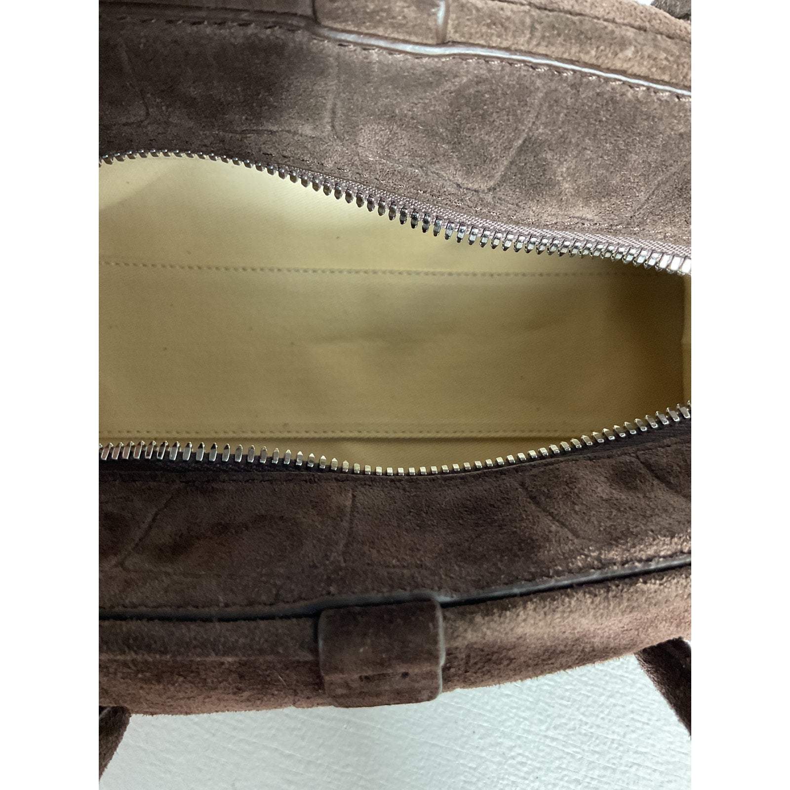 Jacquemus 'Le' Brown Cotton Petit Turismo Croc-Embossed Suede Top Handle Bag