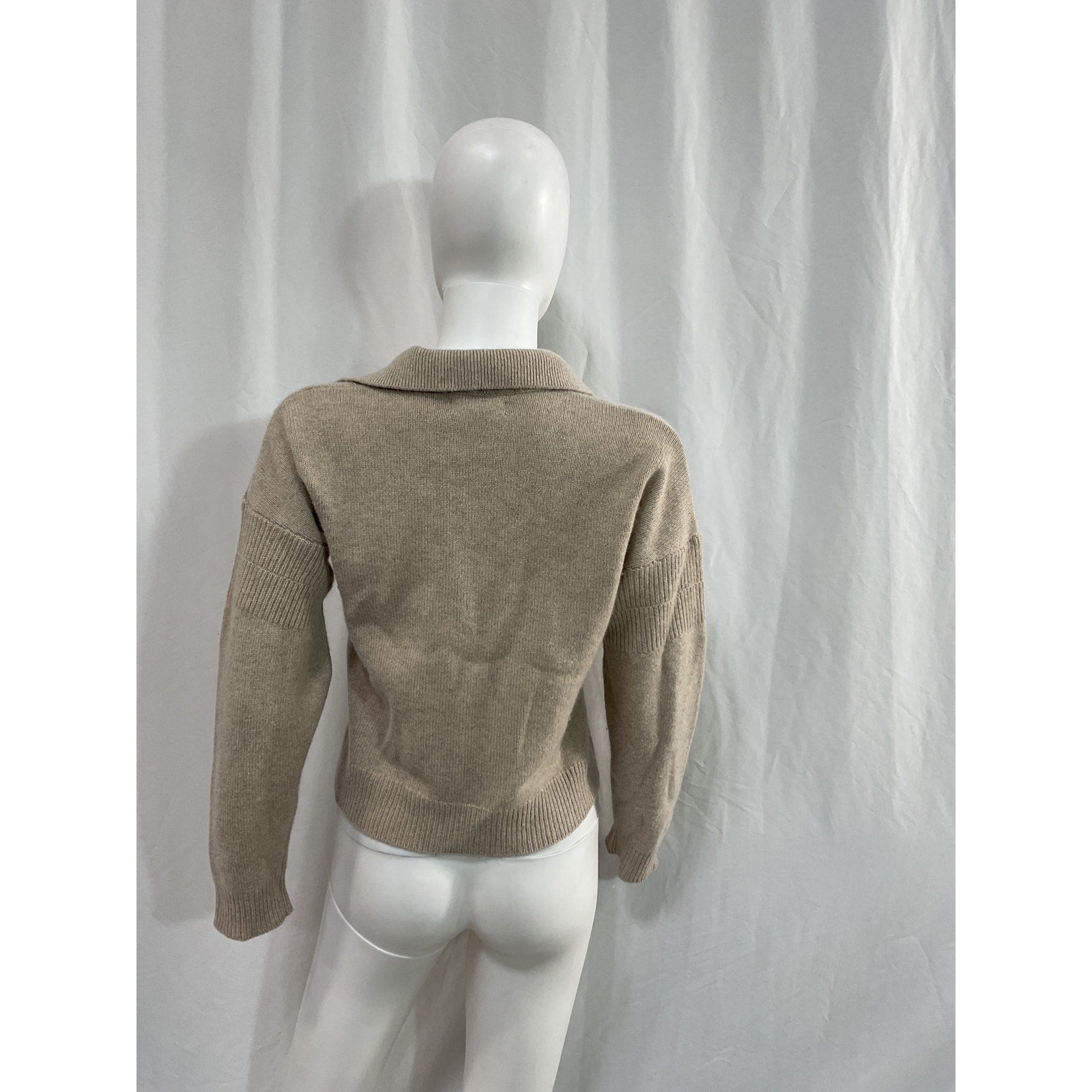 Naadam 'Recycled' Tan Cashmere Open Neck Polo Size XS