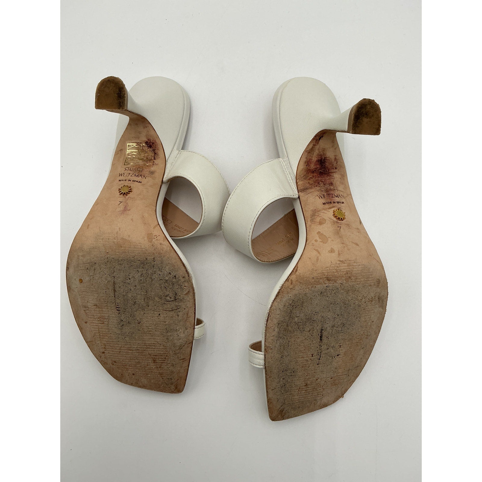 Stuart Weitzman 'Lyla' White Leather 75 Sandal Size 7