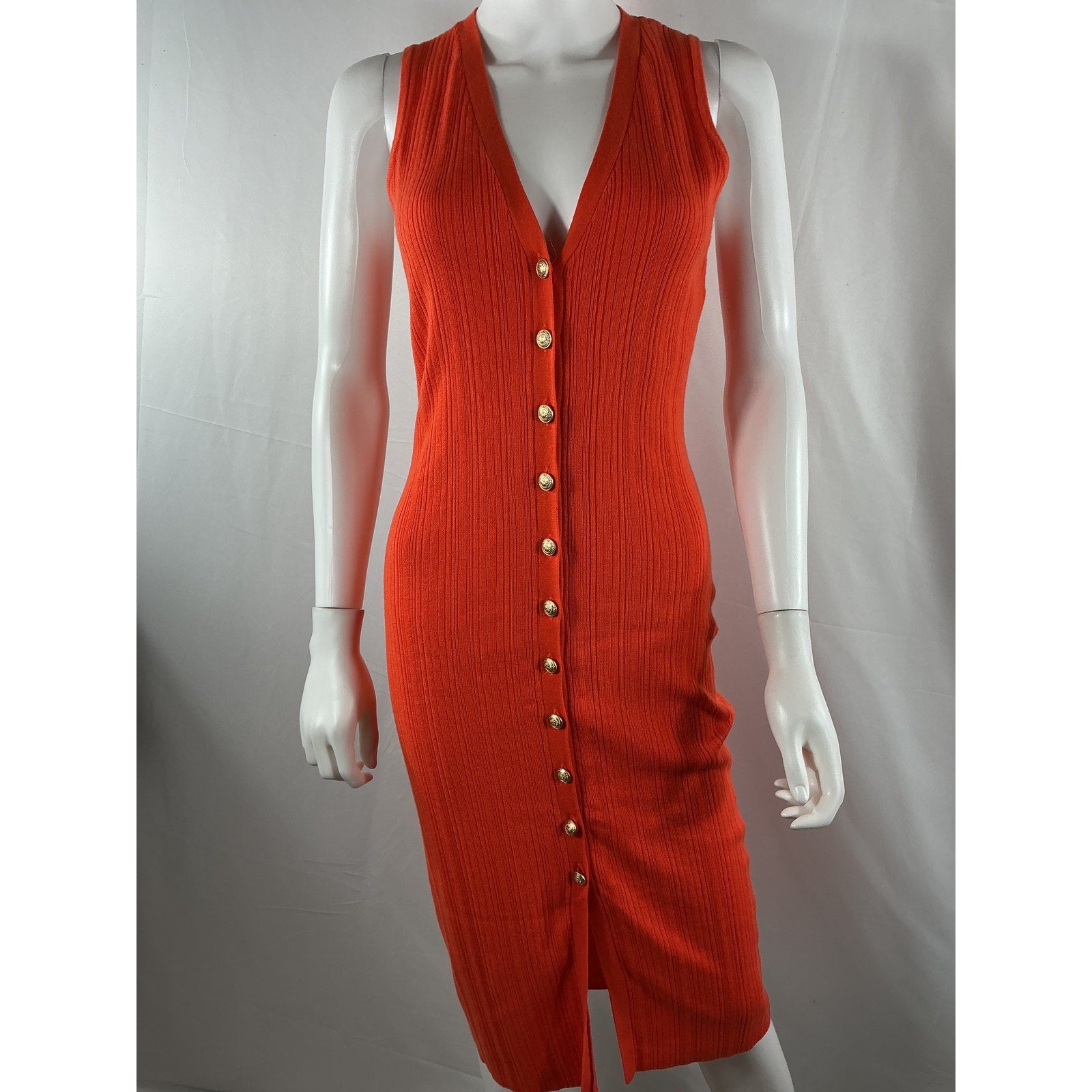 L'Agence 'Domino' Orange Nylon Sleeveless Button Dress Size XS - NWT