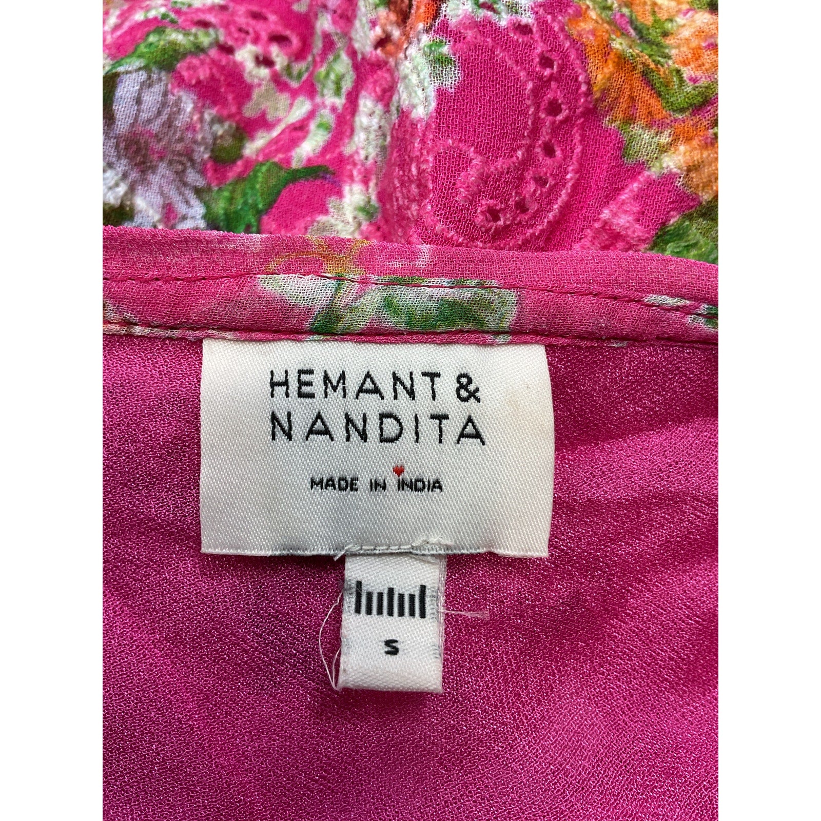 Hemant And Nandita Pink Viscose Short Dress Size S