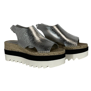 Stella Mccartney Metallic Silver Gaia Platform Sandals Size 39 EU / US 9