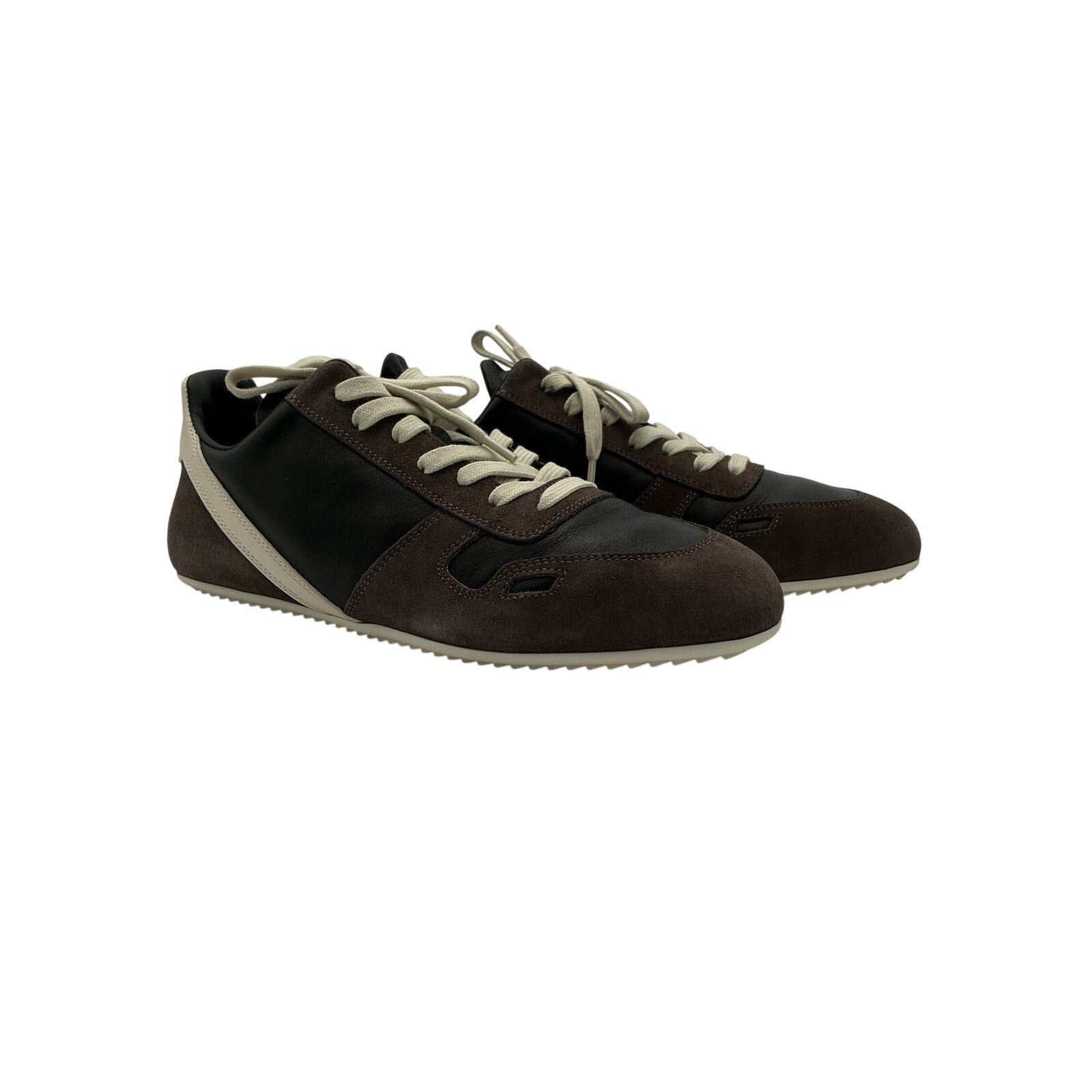 Rick Owens Brown Suede And Leather Sneakers Size 9